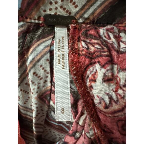 Free People Skirt Size 8 Paradise Printed High-Low Maxi BoHo Pimento Combo Red - Picture 7 of 7